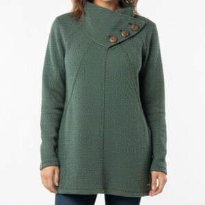prAna Wool Blend Button Collar Sweater Cozy Outdoor Green Women’s S Small